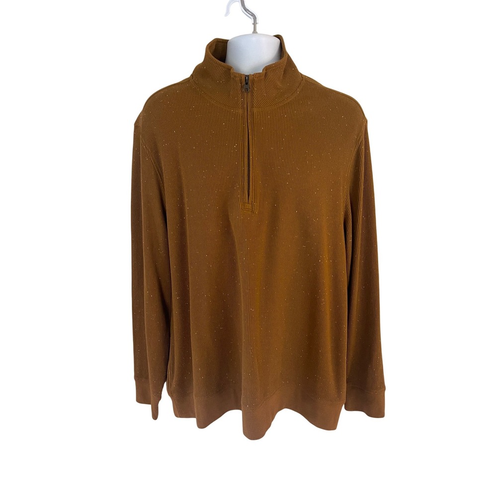 Billy Reid Mens XXL Quarter Zip Pullover Ribbed Mock Neck Brown Casual Top